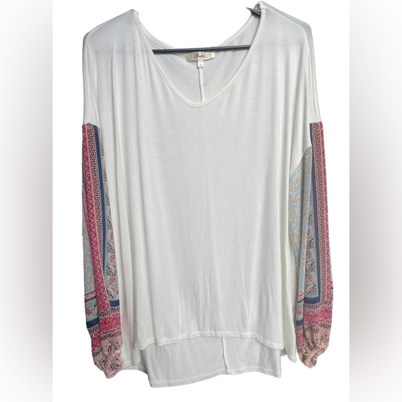 Bowerbird Andree by Unit - Printed Balloon Sleeve Top M - Picture 2 of 7